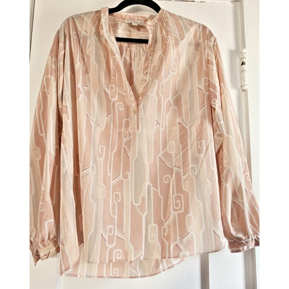 Vtg 1970s Amanda the limited 1/4 buttoned pullover blouse pink womens 5/6